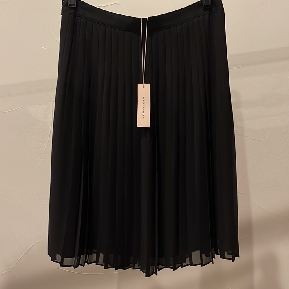 NWT Rebecca Taylor Georgia Skirt Size 6 Black Accordion Pleated